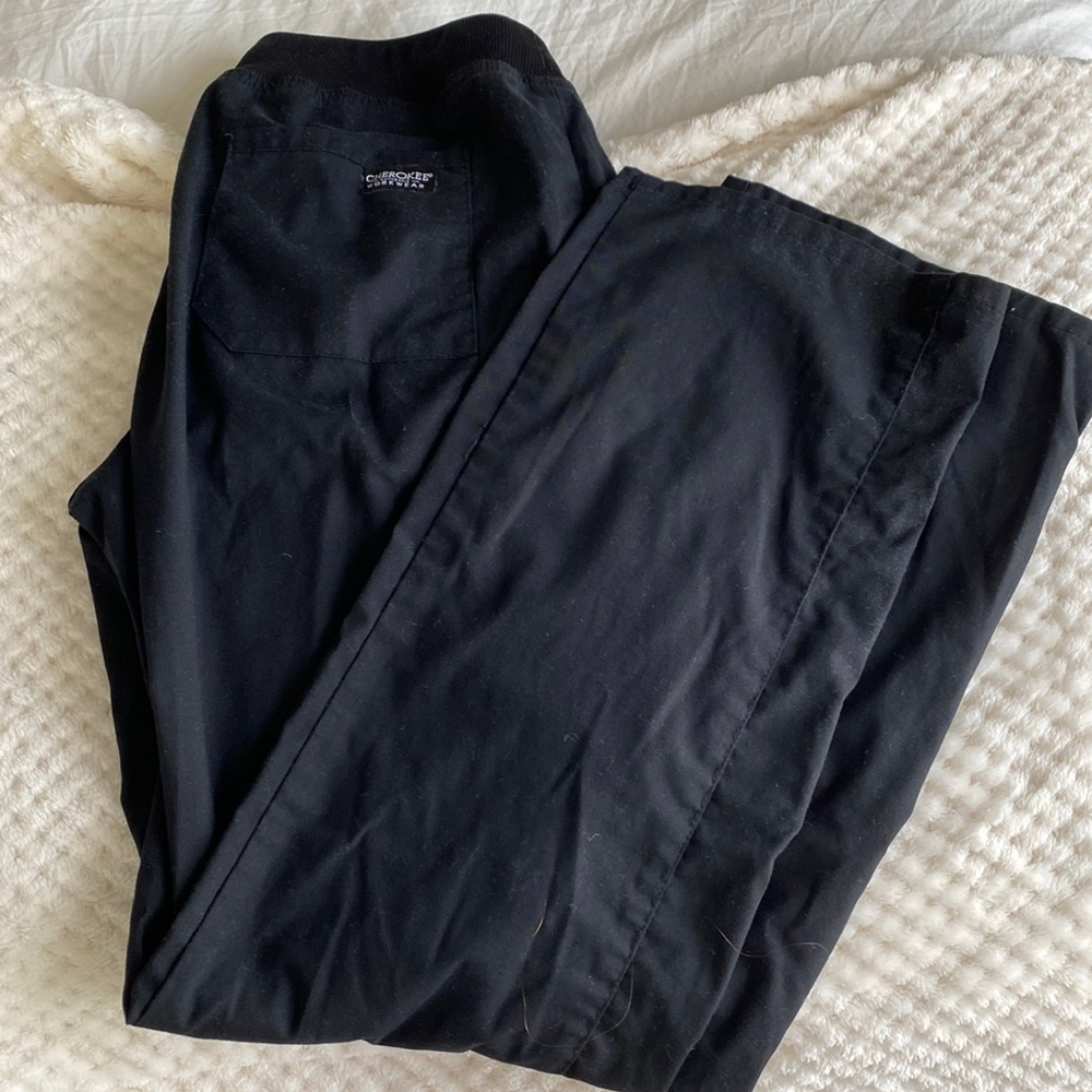 Cherokee black cargo scrub pants